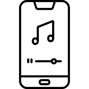 Mobil Müzik Oynatıcı simgesi, akıllı telefon aygıtının dijital illüstrasyonu 