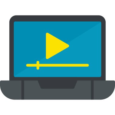dizüstü bilgisayar ekran simgesi. Video Reklamının düz çizimi 