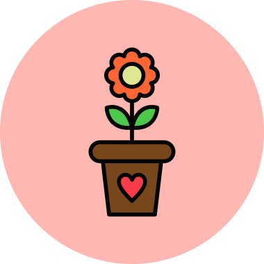 simple illustration of flower growing in a pot 