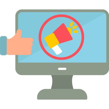 İzleyicili ve sesli hoparlörlü soyut simge vektör illüstrasyonu pazarlanıyor