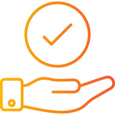 İşaretleme simgesiyle el. Kalem vektör sembollü kontrol işaretinin basit çizimi 