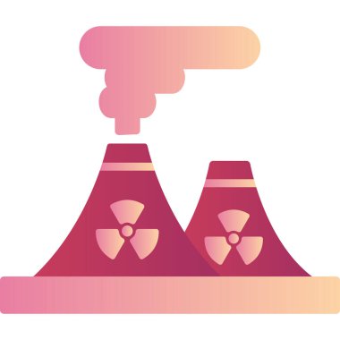 Nükleer santral bacası basit simge, vektör illüstrasyonu