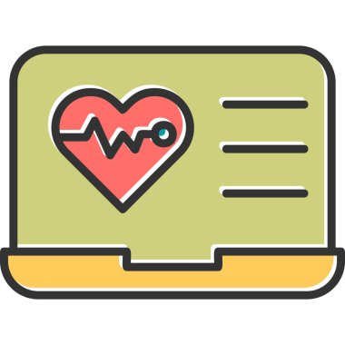 Kalp atışı simgesi ekranda, kardiyolojide ve elektrokardiyogramda