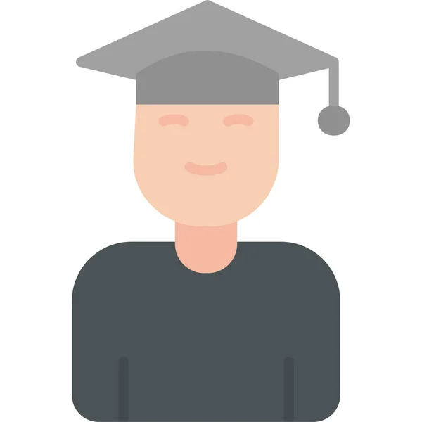 Graduate Student Avatar Icon Outline Male College Vector Illustration Symbol — Vector de stock