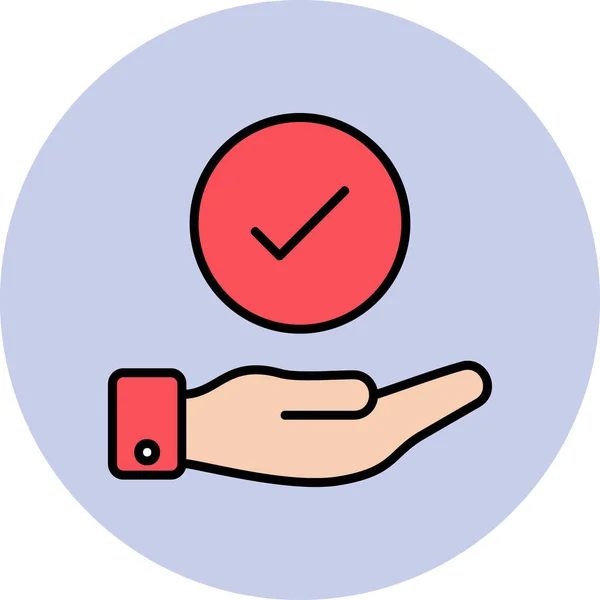 Mão Com Ícone Marca Seleção Ilustração Simples Marca Verificação Com —  Vetores de Stock