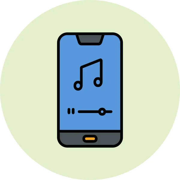 Icono Del Reproductor Música Móvil Ilustración Digital Del Dispositivo Smartphone — Archivo Imágenes Vectoriales