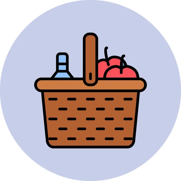 Cesta Picnic Icono Web Ilustración Simple — Vector de stock