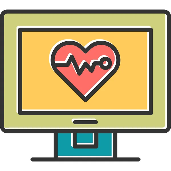 Heartbeat Sign Icon Monitor Screen Cardiology Electrocardiogram — Stock Vector