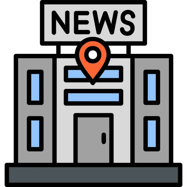 News Building House Location Pin Web Icon Simple Illustration — Stockvektor