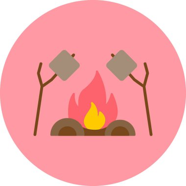 Kamp ateşinde kızartılmış şekerlemeler. Web simgesi vektör illüstrasyonu