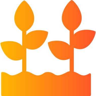 Toprak ve büyüyen bitkiler. Web simgesi basit illüstrasyon