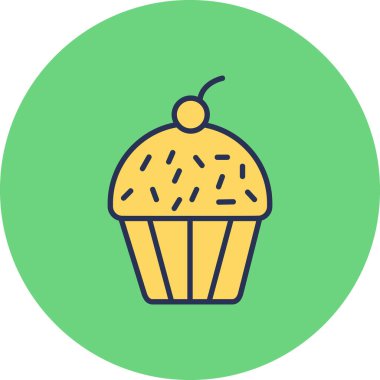 Cupcake 'in grafiksel çizimi, tatlı hamur işi yemekleri. 