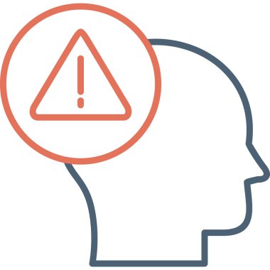 İnsan kafası ve ünlem işareti simgesi. vektör illüstrasyonu