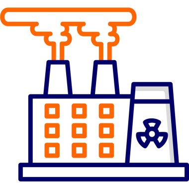 Nükleer santral simgesi, vektör illüstrasyonu basit tasarım