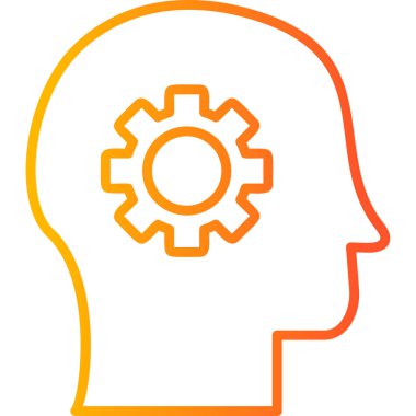 Çarklı vektör ikonu olan insan zihni. Düz dizayn. Zihin yapısı konsepti