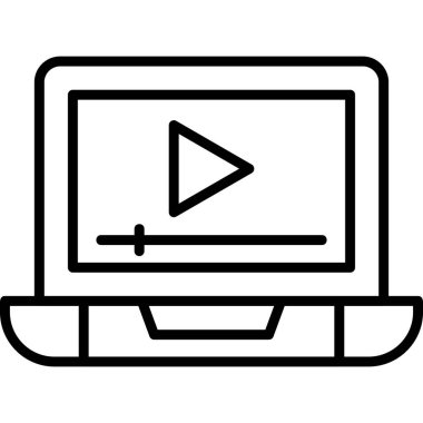 dizüstü bilgisayar ekran simgesi. Video Reklamının düz çizimi 