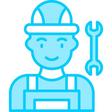 Miğferi ve anahtar vektör çizimi olan işçiler