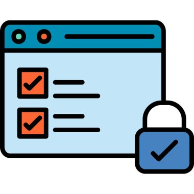 Güvenli veri ve tarayıcı penceresinin vektör illüstrasyon simgesi