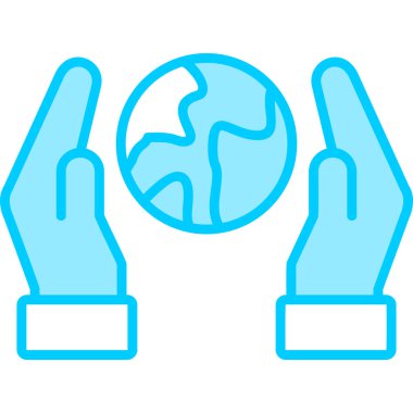 Dünya işaret çizgisi simgesi ile el, Biyosfer 