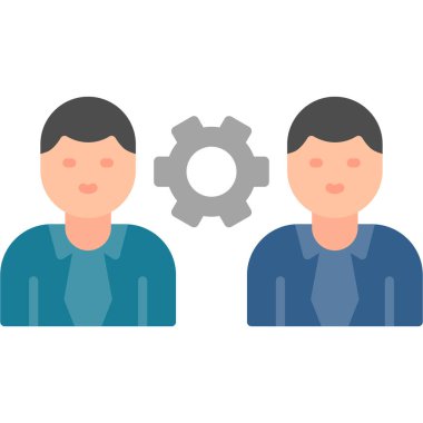 Dişli ikonlu adam. vektör illüstrasyonu