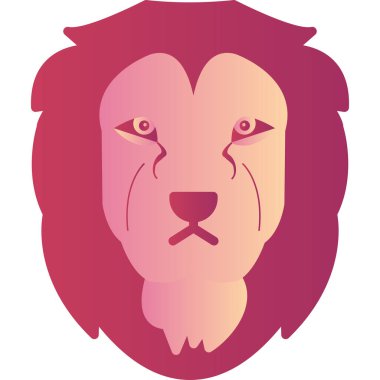 cartoon lion head logo, flat icon illustration