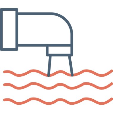 Atık Su, çizgi ikon vektör çizimi