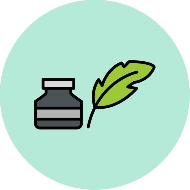 Quill ve mürekkep modern ikon vektör çizimi
