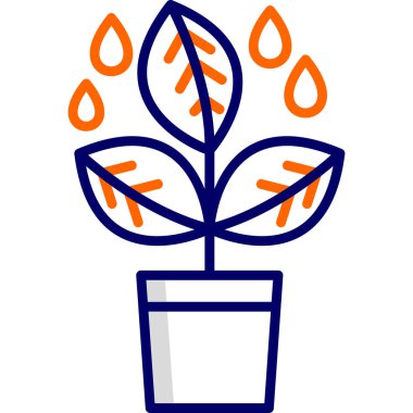 Tencerede basit bir bitki yetiştirmek. Web simgesi basit illüstrasyon