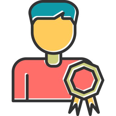 En iyi çalışan erkek. Web simgesi basit illüstrasyon