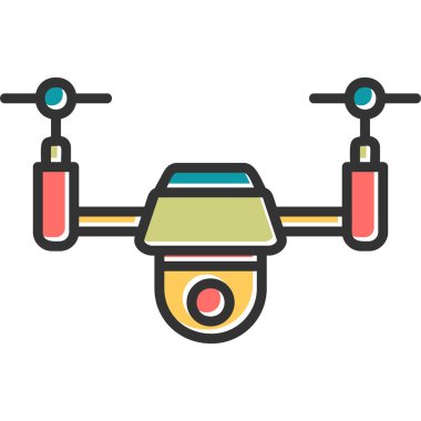 Drone simgesi, vektör illüstrasyonu basit tasarım