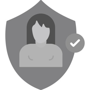 Güvenli bir kadın. Web simgesi basit illüstrasyon