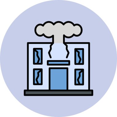 Savaş yıkımı modern simge, vektör illüstrasyonu