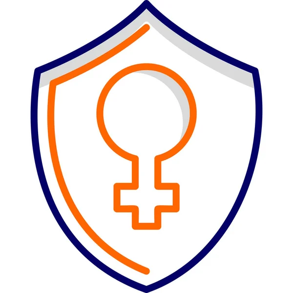 Escudo Icono Vector Ilustración Símbolo Femenino — Vector de stock