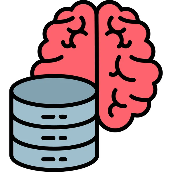 Brain Server Modern Vector Icon Illustration — Stock Vector