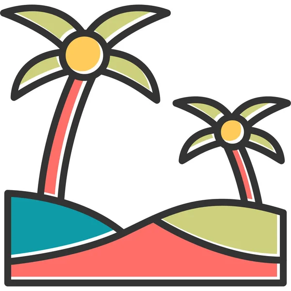 Tropischer Strand Web Symbol Einfaches Design Oase — Stockvektor
