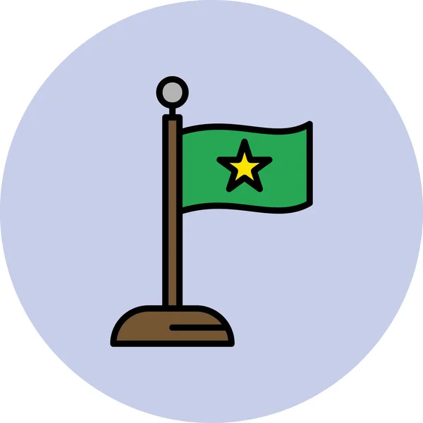 Polo Bandera Con Estrella Ilustración Icono Web — Vector de stock