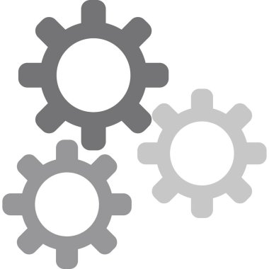 gears vector icon. style is bicolor flat symbol, intensive red and black colors, rounded angles, white
