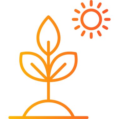 Biyoloji Bitkisi ve Güneş. Web simgesi basit illüstrasyon