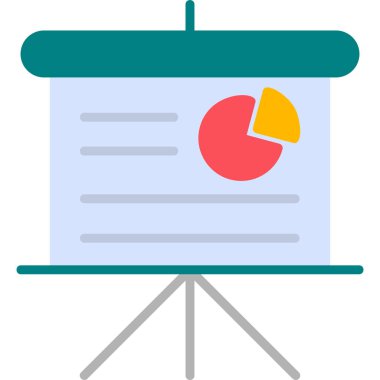 presentation with pie chart. web icon simple design 