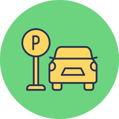 park arabası renk vektörü simgesi, düz tasarım