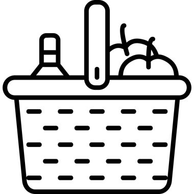 Piknik sepeti. Web simgesi basit illüstrasyon