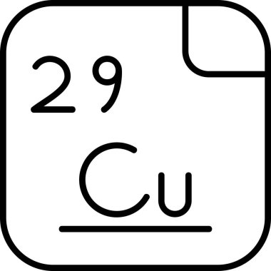 Bakır, kimyasal element, ağ basit illüstrasyon