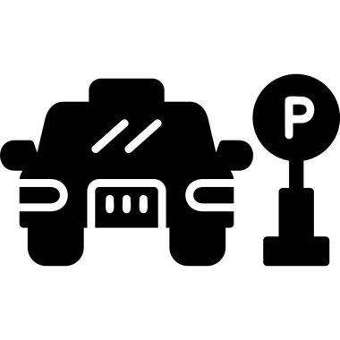 Arabalı park levhası, park alanı. Web simgesi basit illüstrasyon