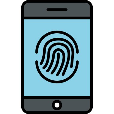 Mobil ekranda parmak izi, akıllı telefon aygıtının dijital illüstrasyonu 