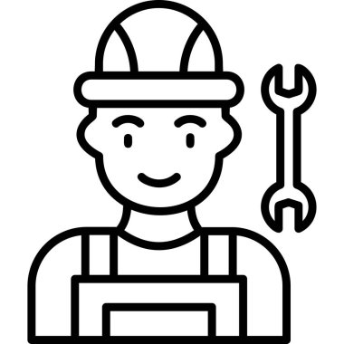 İşçi. Web simgesi basit illüstrasyon