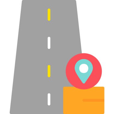 road way and Location pin. web icon simple illustration