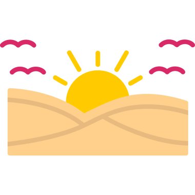 Günbatımı simgesi, vektör illüstrasyonu