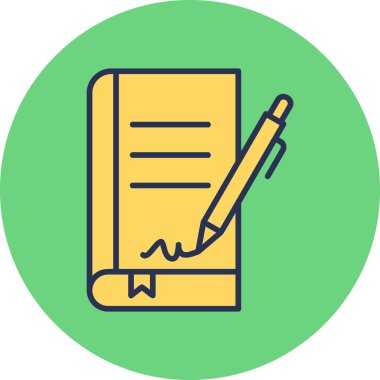 Kitap İmza simgesi, modern tasarım illüstrasyonu