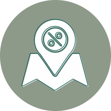 Location pin with percent sign. web icon simple illustration