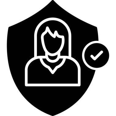 Güvenli bir kadın. Web simgesi basit illüstrasyon
